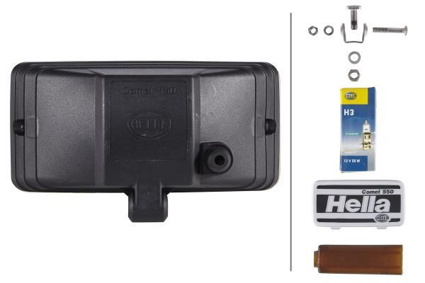 HELLA 1FD 005 700-431 Halogen-Spotlight Comet 550 12V rectangular Patterned diffusing lens Yellow- right/left