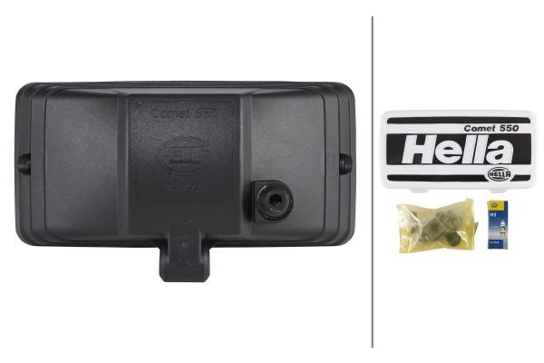 HELLA 1FD 005 700-471 Halogen-Spotlight Comet 550 12V rectangular SAE Patterned diffusing lens Crystal clear- right/left