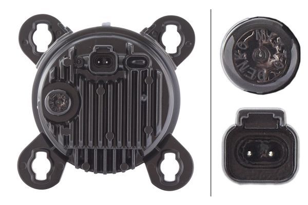 HELLA 1K0 015 050-021 LED Headlight 90mm Essential R80 12/24V round/SAE transparent DEUTSCH plug - left /right