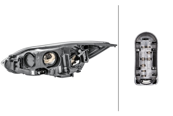 HELLA 1LA 354 994-081 Halogen Headlight for Ford Focus III Black for left-hand traffic- right