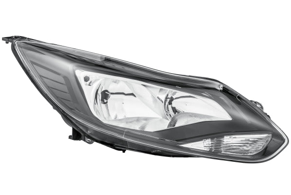 HELLA 1LA 354 994-081 Halogen Headlight for Ford Focus III Black for left-hand traffic- right