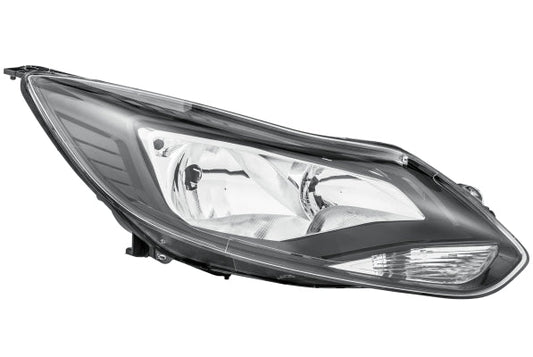 HELLA 1LA 354 994-081 Halogen Headlight for Ford Focus III Black for left-hand traffic- right