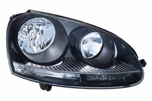 HELLA 1LG 247 007-641 Halogen Headlight for VW Golf V (1K1) Black for left-hand traffic- right