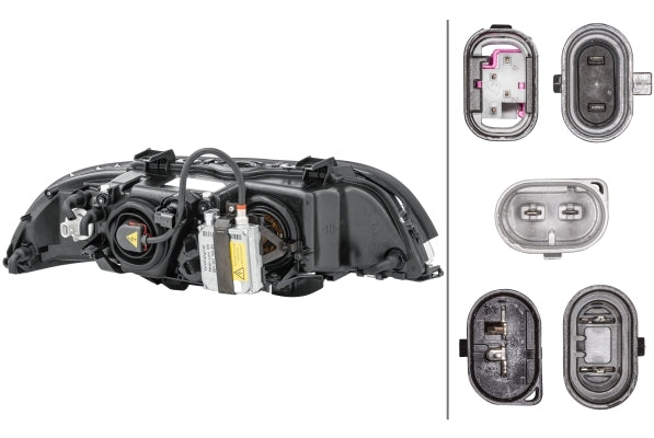 HELLA 1LL 008 052-591 DE/Halogen/Xenon Headlight for BMW 5 (E39) Black for left-hand traffic - left