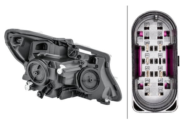HELLA 1LL 011 284-891 FF/Halogen Headlight for Mercedes-Benz V-Class (W447) Black for left-hand traffic - left