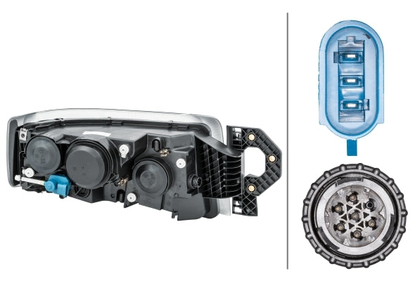 HELLA 1LL 011 899-431 Halogen Headlight for Renault Trucks Premium II Route Chrome for left-hand traffic - left