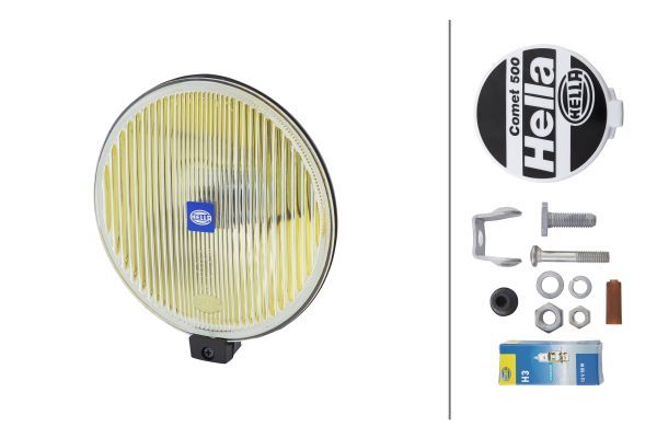 HELLA 1N4 005 750-641 Halogen-Front Fog Light Comet 500 12V round Yellow diffusing lens Yellow- right/left