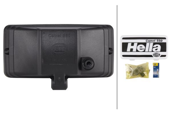 HELLA 1ND 005 700-421 Halogen-Front Fog Light Comet 550 12V rectangular SAE/ECE Clear diffusing lens Yellow- right/left