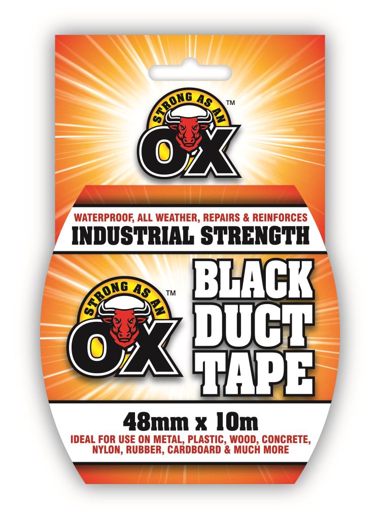 Strong As An Ox Industrial Strength Black Duct Tape 48mm x 10M