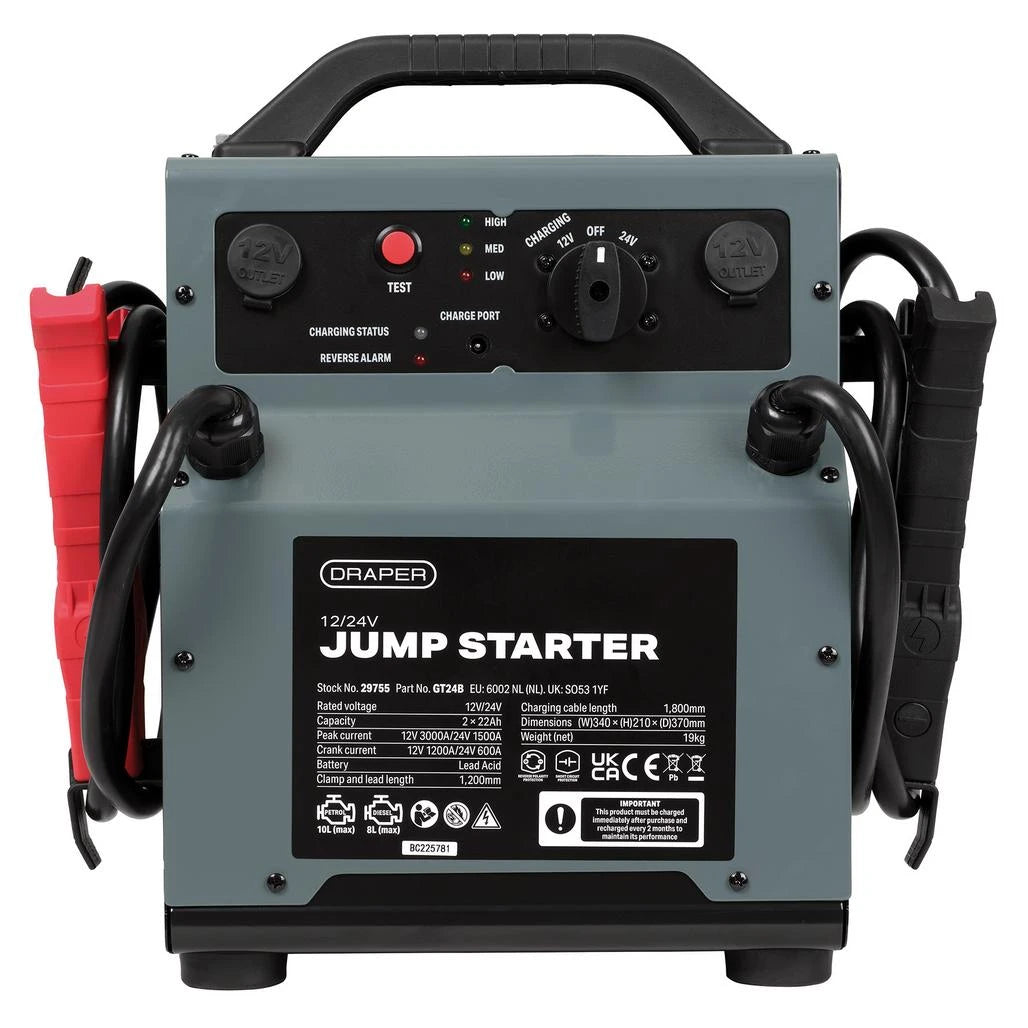 Draper 12/24V Jump Starter, 3000/1500A - 29755