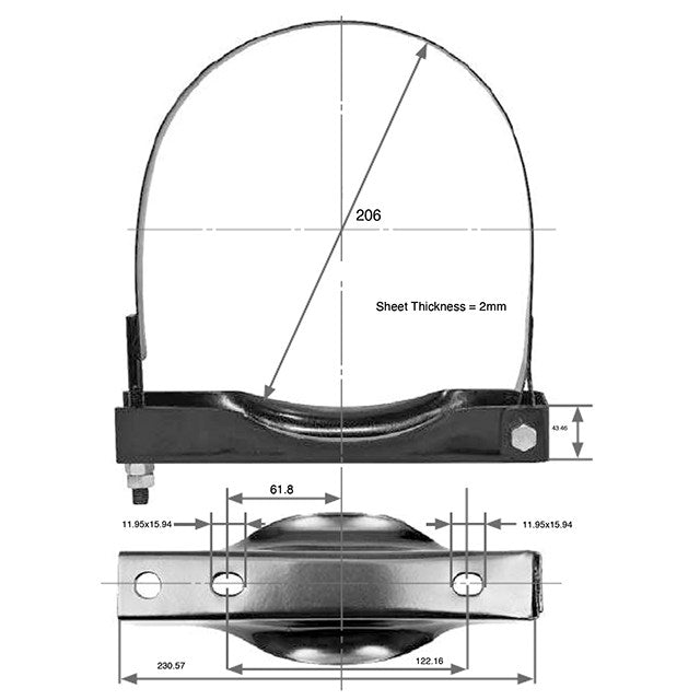 A1291PK Air Tank Saddle Straps 206mm Diameter