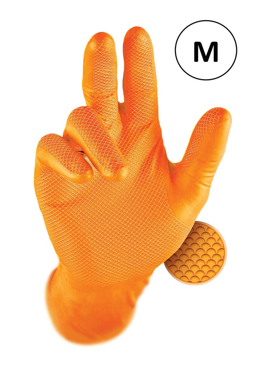 Grippaz Medium Orange Nitrile Gloves (PK 50)