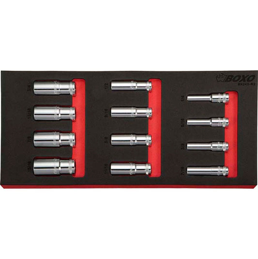 12Pc 3/8" Deep 12pt Imperial Socket Set-Boxo-Equipment