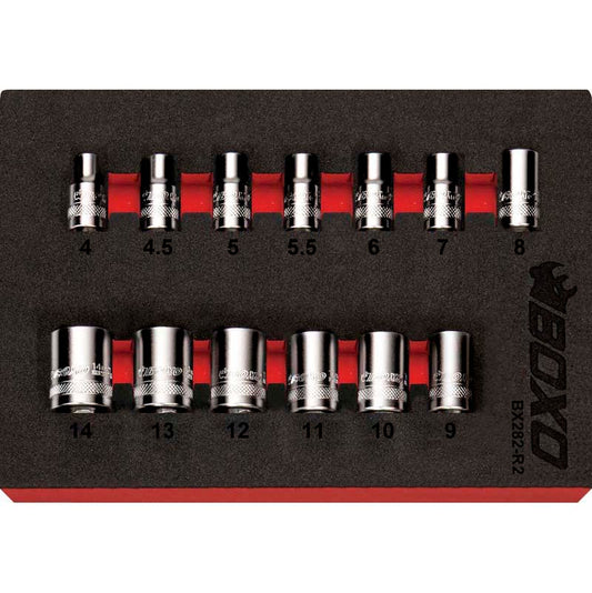 13 Pce 1/4" Multifix Spline Socket Set 4-14mm-Boxo-Equipment