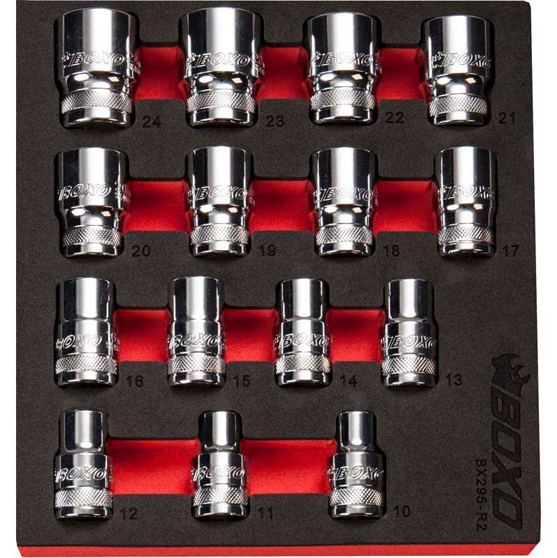 15 Pce 1/2" 6 Point Shallow Socket Set-Boxo-Equipment