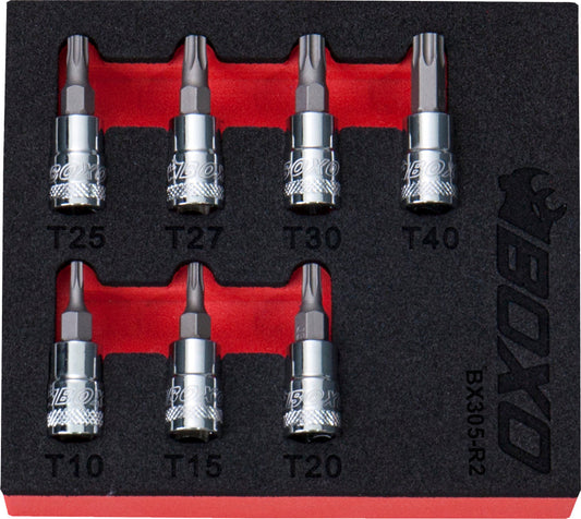 BOXO 7Pc 1/4" Torx Bit Socket Set