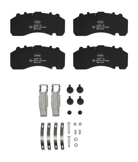 EBS EKBP.167 BRAKE PAD SET E11 - C/W FITTING KIT - SB7 - KEY TYPE