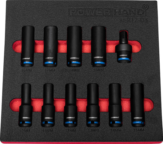 POWERHAND 1/2" 12Pt Deep Impact Socket Sets 10mm-19mm