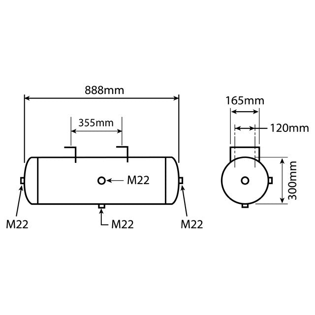 KLTC0887 Air Tank 60 Litre 300mm Diameter 4 Port - Gigant