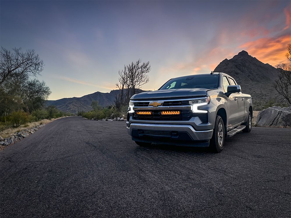 LAZER LAMPS Chevrolet Silverado 1500 LT (2023) - Grille Mount Kit (includes: 2x Triple-R 1000 i-LBA, 1x Grille Mount Brackets)