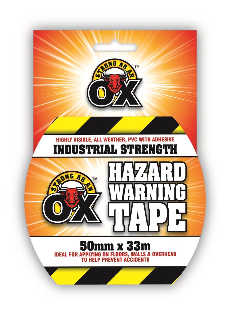 Strong As An Ox Hazard Warning Tape 50mm x 33M - Yellow/Black