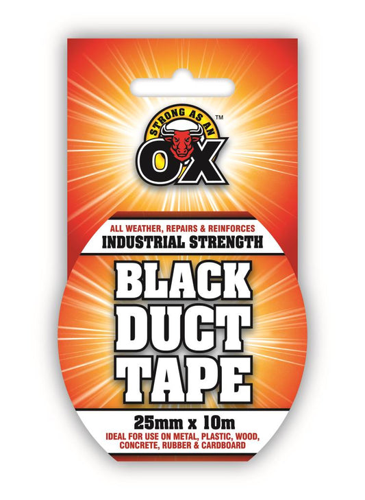 Strong As An Ox Industrial Strength Black Duct Tape 25mm x 10M