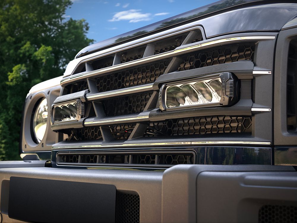 LAZER LAMPS Ineos Grenadier (2023-Present) - Grille Mount Kit (includes: 2x Triple-R 750 Wide, 1x Grille Mount Brackets, 1x 2L-LP-120)