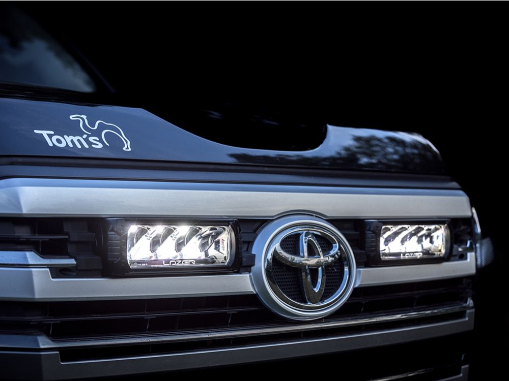 LAZER LAMPS Toyota LC300 (2022-Present) - Grille Mount Kit (includes: 2 x Triple-R 750 Std (Gen2), 1x Grille Mount Brackets, 1 x 2L-LP-PL-120)