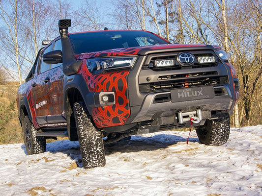 LAZER LAMPS Toyota Hilux Invincible-X (2021-Present) - Grille Mount Kit (includes: 2x Triple-R 750 Elite (Gen2), 1x Grille Mount Brackets, 1x 2L-LP-120)