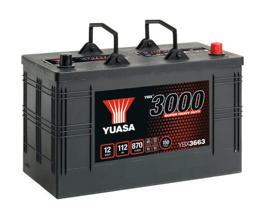 YBX3663 12V 112Ah 870A Yuasa Super Heavy Duty SMF Battery