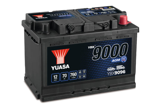 YBX9096 12V 70Ah 760A Yuasa AGM Start Stop Plus Battery